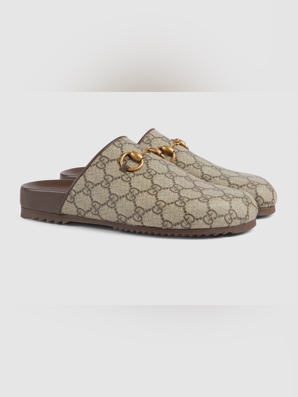 Gucci Beige Gg Canvas Horsebit Backless Mule